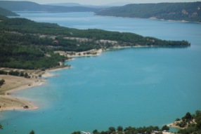 A view of the artificial lake at the end of the Gorge du Verdon, near Moustiers-Sainte-Marie.