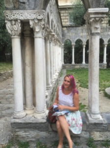 Sitting in the ruins of the convent next to the house where Christopher Columbus grew up.